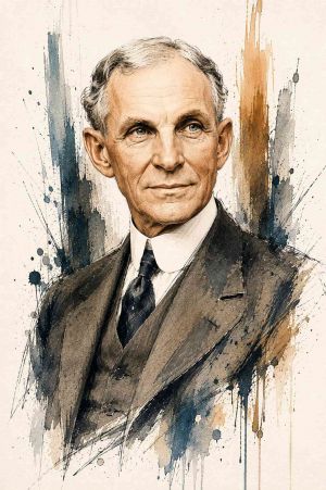 Retrato de Henry Ford, empresario e innovador en la industria automotriz