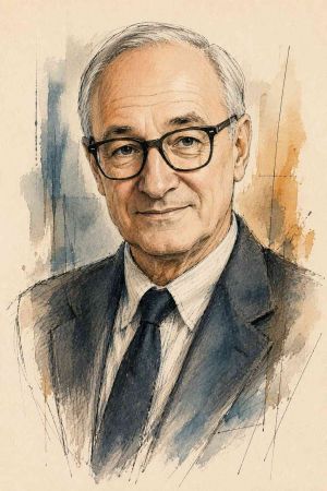 Retrato de Albert Bandura en un entorno académico