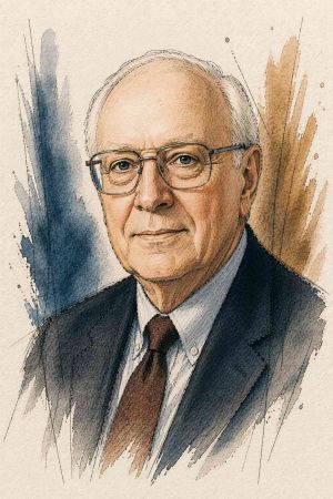 Retrato de Douglass North, economista estadounidense