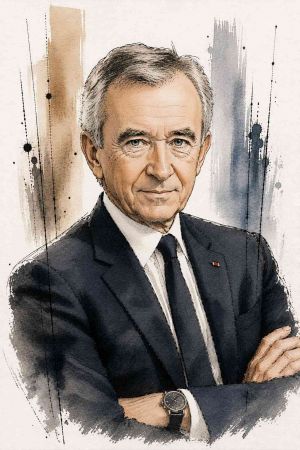 Retrato de Bernard Arnault con traje formal
