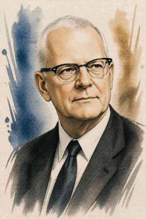 Retrato de W. Edwards Deming con traje y corbata