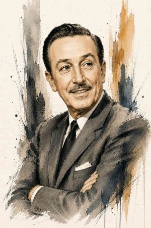Retrato de Walt Disney con expresión sonriente
