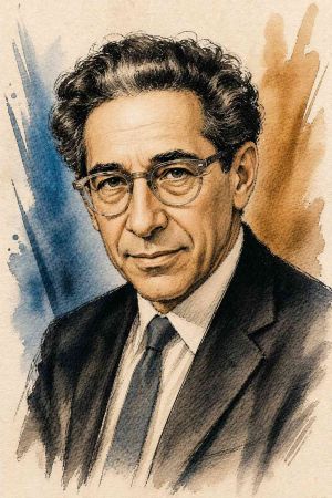 Retrato de Leon Festinger, psicólogo estadounidense