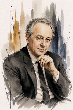 Retrato de Paul Rand, diseñador gráfico estadounidense