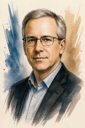 Retrato de Peter Fader en un entorno académico