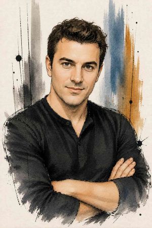Retrato de Brian Chesky, empresario y cofundador de Airbnb