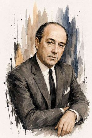 Retrato de Saul Bass, diseñador gráfico y cineasta