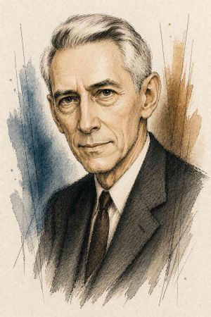 Retrato de Claude E. Shannon con gafas y traje