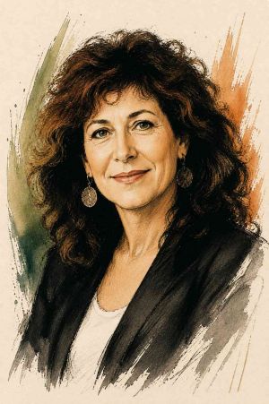 Retrato de Anita Roddick, empresaria y activista británica
