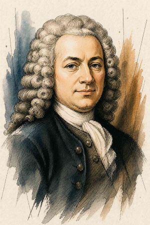 Retrato clásico de Daniel Bernoulli con vestimenta del siglo XVIII