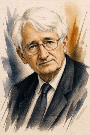 Retrato de Jürgen Habermas con fondo neutro