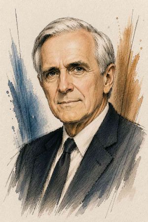 Retrato de Douglas Engelbart con gafas y traje