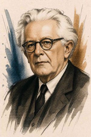 Retrato de Jean Piaget en blanco y negro
